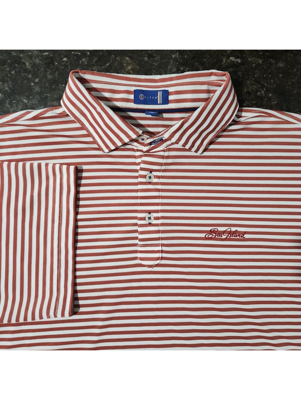 Stitch Sea Island Stretch Performance Golf Polo Striped Mens Large Preppy